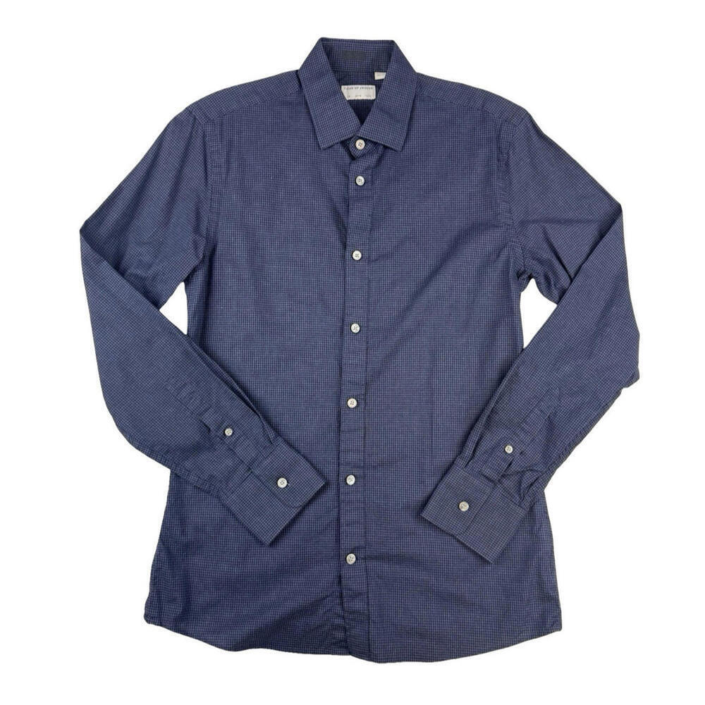 Tiger of Sweden Slim Fit Check Dress Shirt Blue Size 39 | 15.5